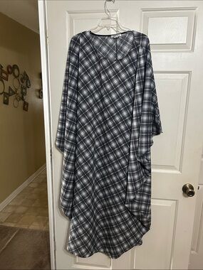 Plaid Oversized Tunic Dress - Black & White